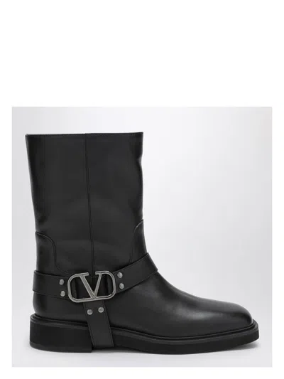 Valentino Garavani Vlogo Signature Leather Ankle Boots In Black