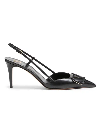 Valentino Garavani Women's Vlogo Signature Calfskin 80mm Slingback Pumps In Black