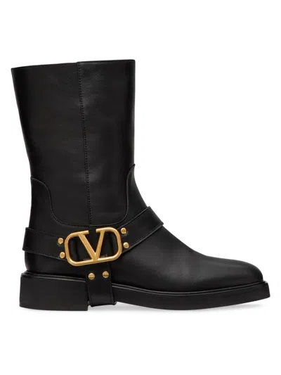 Valentino Garavani Women's Vlogo Signature Calfskin Ankle Boots 30mm In Black