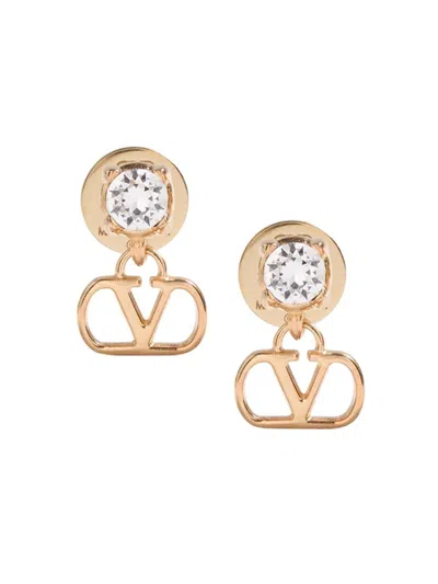 Valentino Garavani Vlogo Signature Strass Earrings In Gold