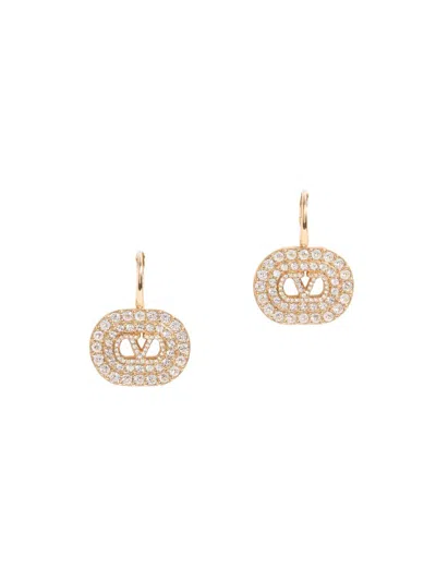 Valentino Garavani Women's Vlogo Signature Earrings In Metal With Swarovski Crystals In Gold