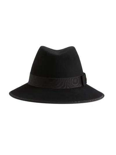 Valentino Garavani Women's Vlogo Signature Felt Hat With Moiré Ribbon In Black