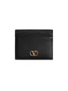 Valentino Garavani Women's Vlogo Signature Grainy Calfskin Card Holder In Black