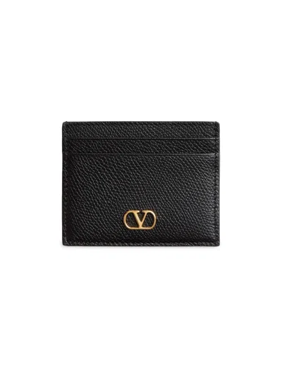 Valentino Garavani Women's Vlogo Signature Grainy Calfskin Card Holder In Black