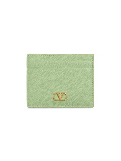 Valentino Garavani Women's Vlogo Signature Grainy Calfskin Card Holder In Green