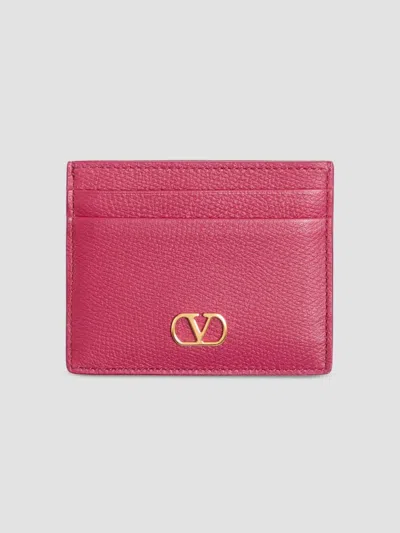Valentino Garavani Vlogo Signature Grainy Calfskin Card Holder In Pattern