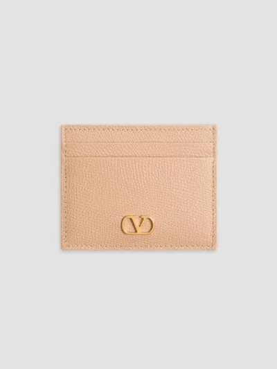 Valentino Garavani Women's Vlogo Signature Grainy Calfskin Card Holder In Pink