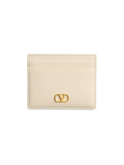 Valentino Garavani Valentino Vlogo Signature Leather Card Holder In Neutral