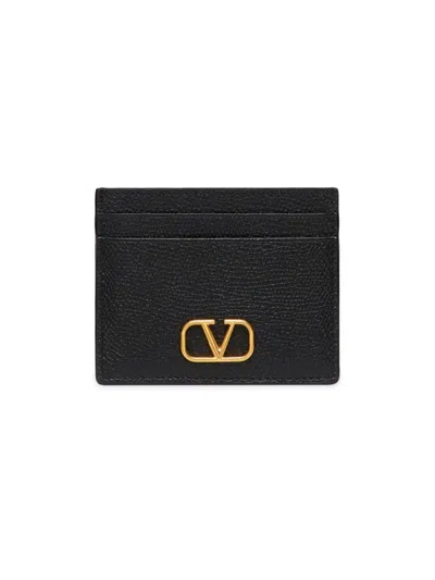 Valentino Garavani Women's Vlogo Signature Grainy Calfskin Cardholder In Black