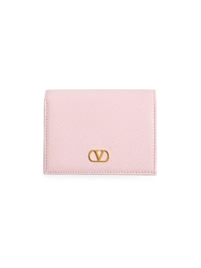 Valentino Garavani Women's Vlogo Signature Grainy Calfskin Wallet In Pink