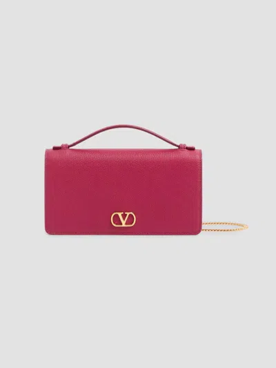 Valentino Garavani Women's Vlogo Signature Grainy Calfskin Wallet With Chain In Insolent