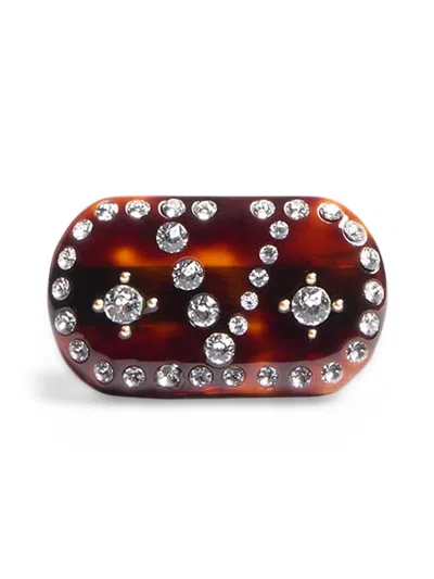 Valentino Garavani Women's Vlogo Signature Hair Clip In Resin, Metal And Crystals In Multi