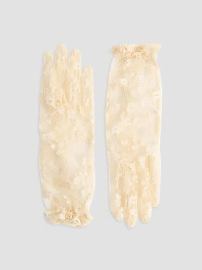 Valentino Garavani Women's Vlogo Signature Lace Gloves In Neutral