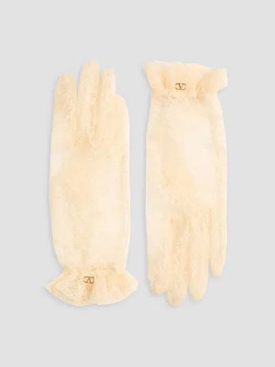 Valentino Garavani Women's Vlogo Signature Lace Gloves In Neutral
