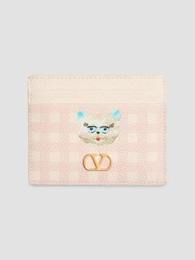Valentino Garavani Women's Vlogo Signature Le Chat De La Maison Cardholder In Pink