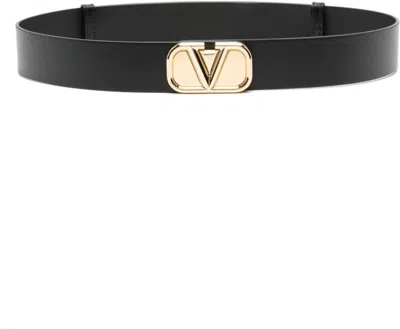 Valentino Garavani Women's Vlogo Signature Leather Belt In Nero