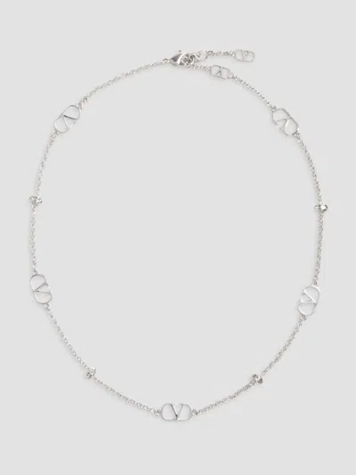Valentino Garavani Women's Vlogo Signature Metal And Crystal Necklace In Neutral