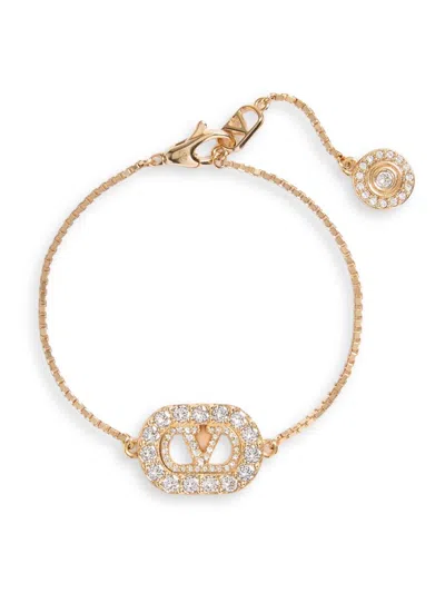 Valentino Garavani Women's Vlogo Signature Metal And Swarovski Crystal Bracelet In Green