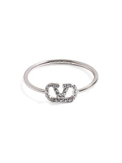 Valentino Garavani Women's Vlogo Signature Metal And Swarovski Crystal Ring In Metallic