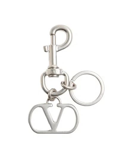 Valentino Garavani Women's Vlogo Signature Metal Bag Charm With Key Ring In Silver