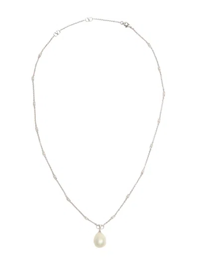 Valentino Garavani Women's Vlogo Signature Metal, Pearl And Swarovski Crystal Necklace In Metallic