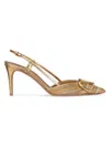 Valentino Garavani Vlogo Signature Slingback Pump In Woven Metallic Nappa And Crystals 80mm Woman An In Gold