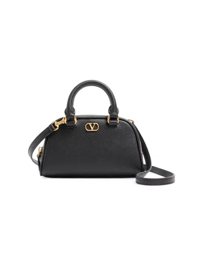 Valentino Garavani Womens Nero Vlogo Bowling Mini Leather Top Handle Bag In Black