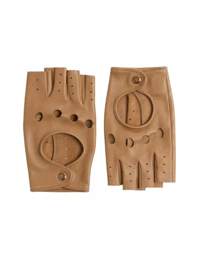 Valentino Garavani Women's Vlogo Signature Nappa Fingerless Gloves In Brown
