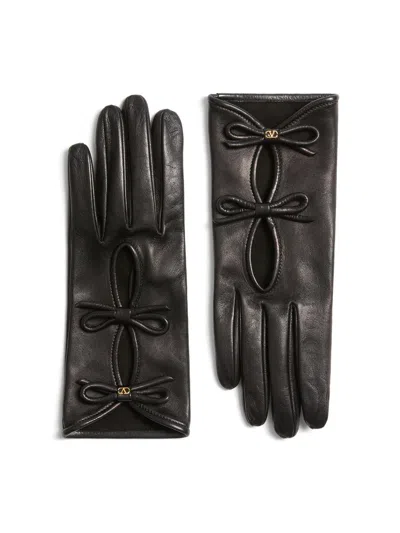 Valentino Garavani Women's Vlogo Signature Nappa Leather Gloves With Bows In Green