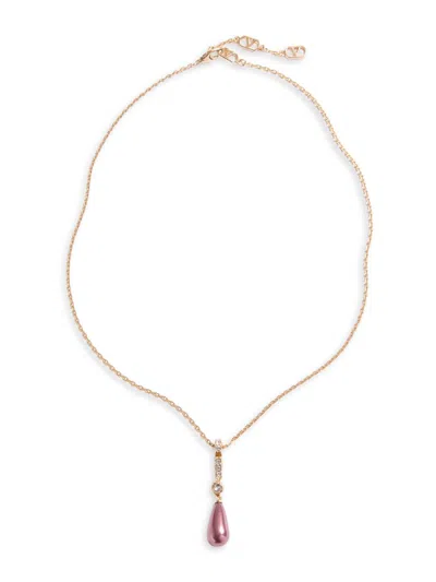 Valentino Garavani Vlogo Signature Necklace In Metal, Swarovski Crystals And Glass Drops In Burgundy