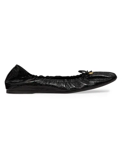 Valentino Garavani Valentino Vlogo Signature Ruched Slip-on Ballerina In Black
