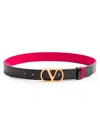 Valentino Garavani Women's Vlogo Signature Reversible Shiny Calfskin Belt 30mm In Green