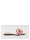 Valentino Vlogo Signature Slide Sandal With Crochet Embroidery In Gold