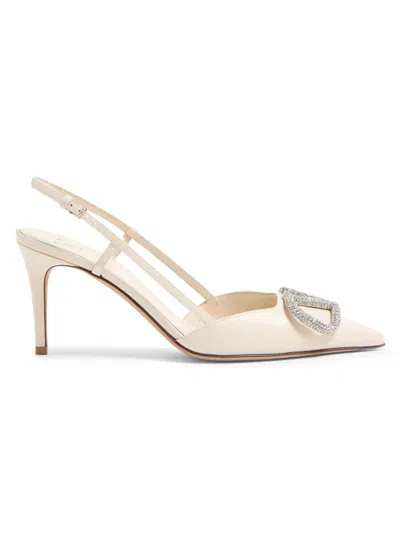 Valentino Garavani Women's Vlogo Signature Slingback Pumps 80mm In White