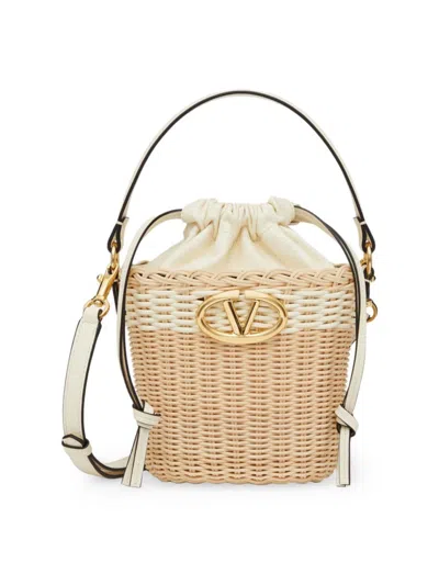 Valentino Garavani Women's Vlogo Signature Wicker Bucket Bag In Natural Ivory