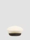 Valentino Garavani Vlogo Signature Wool Beanie With Leather Visor Woman Ivory 57 In Neutral