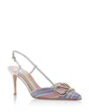 Valentino Garavani Vlogo Signature Metallic Slingback Pumps With Cornely Embroidery 80mm Woman Multi In Silver Multi