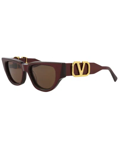 Valentino Women's Vls-103b50 50mm Sunglasses In Burgundy