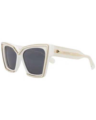 Valentino Graceful V-shaped Acetate Sunglasses In White