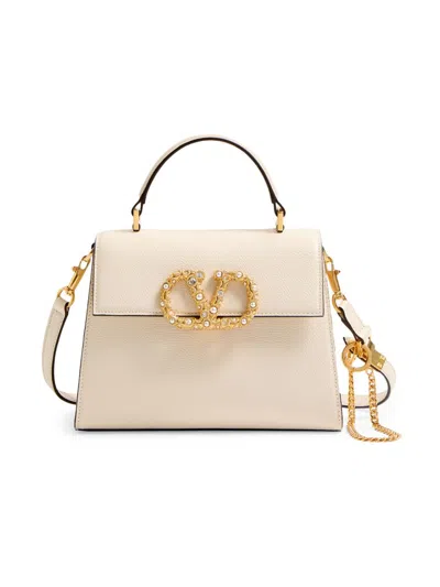 Valentino Garavani Women's Vsling Small Top Handle Bag In Grainy Calfskin In White