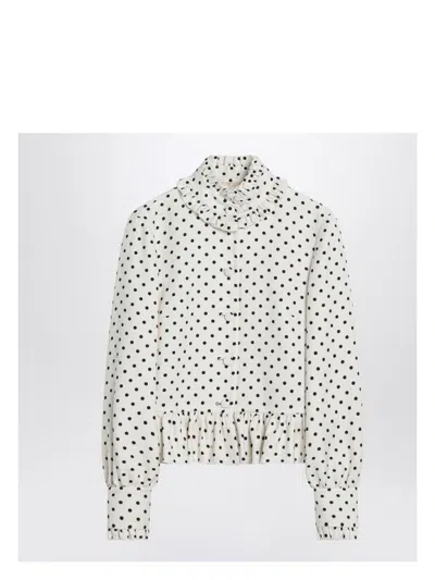 VALENTINO WOMEN'S WHITE SINGLE-BREASTED JACKET WITH POLKA DOTS