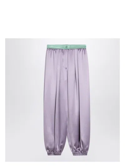 VALENTINO WOMEN'S WIDE LILAC SILK PANTS