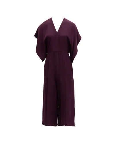 Valentino Garavani Draped Silk Jumpsuit In Purple
