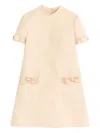 Valentino Beige Wool And Silk Short Dress In Neutral