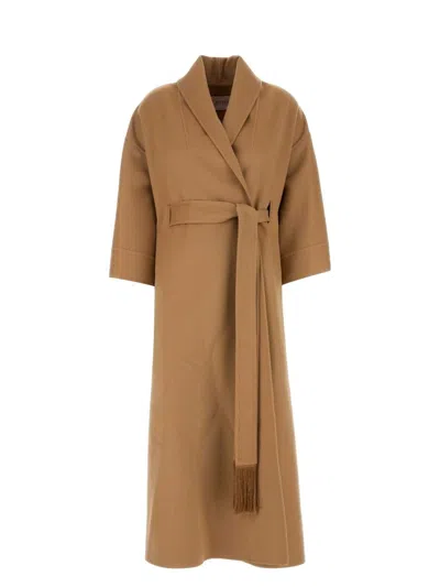 Valentino Wool-cashmere Wrap Coat In Kamelhaarfarben