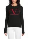 Valentino Intarsia-knit Logo Jumper In Black