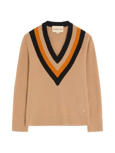 Valentino Garavani Wool Sweater Sweaters And Cardigans Beige In Brown