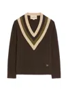 Valentino Women Brown V-neck Sweater, S Luxury Sweaters & Knitwear For Women Darveys In Brown