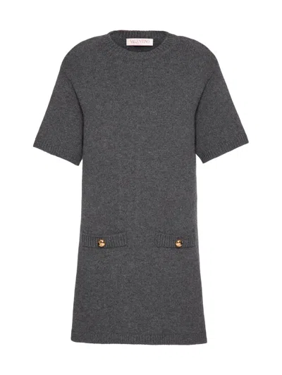 Valentino Women's Wool Sweater Dress In Dark Grey