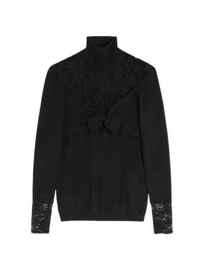Valentino Women's Wool Sweater With Lace In Black